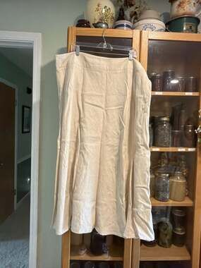 Charter Club Woman 100% Linen Tan Beige Midi Skirt Plus Size 20W